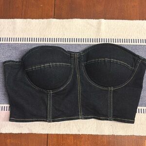 dark blue denim  strapless top